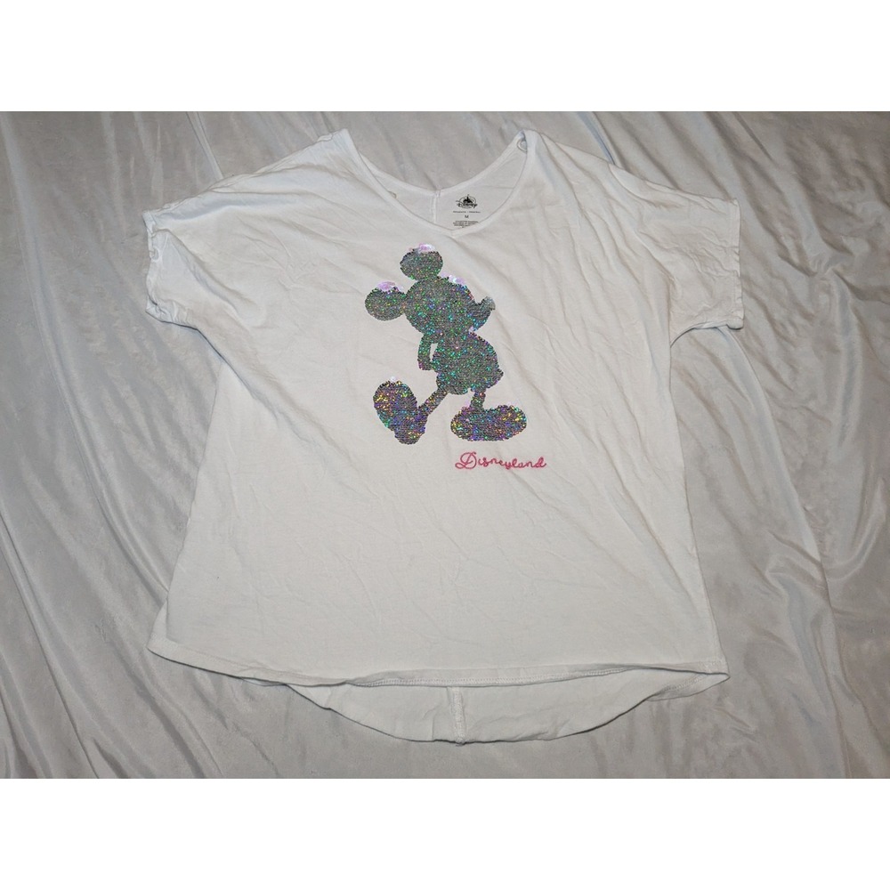 Disney Parks Disneyland Women's Reversible Sequins Mickey Mouse Shirt Size Med.